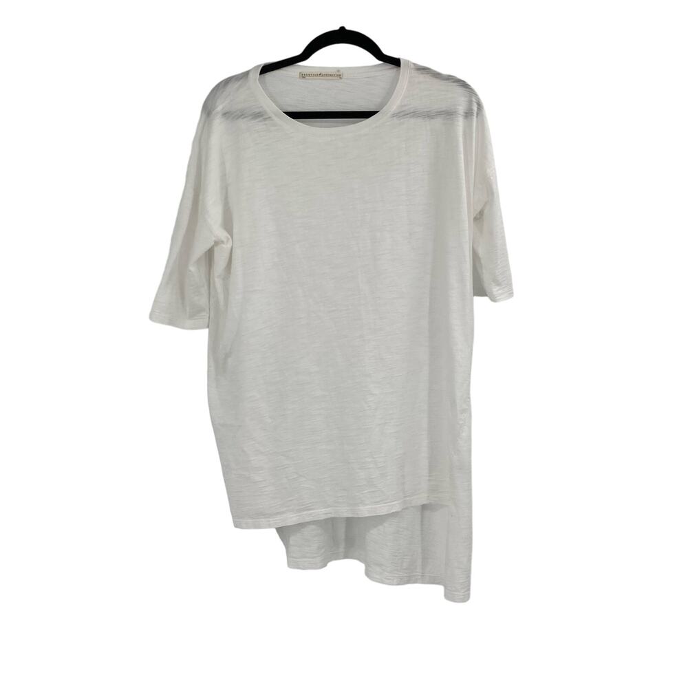 Peruvian Connection Asymmetrical White Tunic Top … - image 1